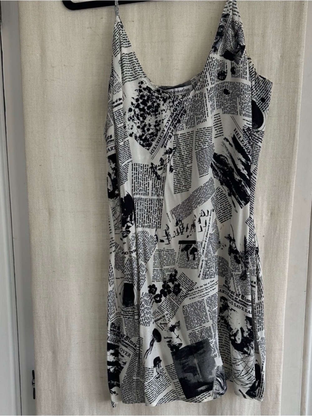 Reformation Monochrome Newsprint Slip Dress